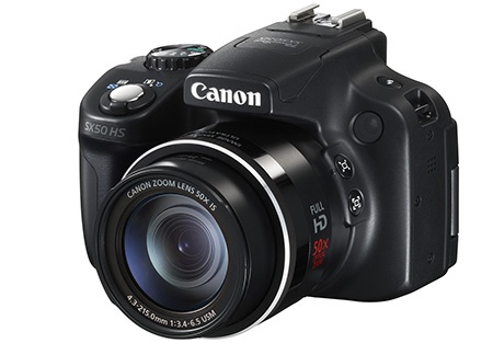 Canon PowerShot SX50 HS - klasický 3/4 pohled z mírného nadhledu