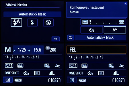 Canon EOS 650D - LCD: režimy a funkce blesku