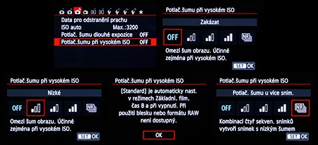 Canon EOS 650D - LCD: redukce šumu - vysoká citlivost