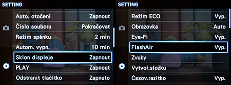 podpora Eye-Fi a FlashAir