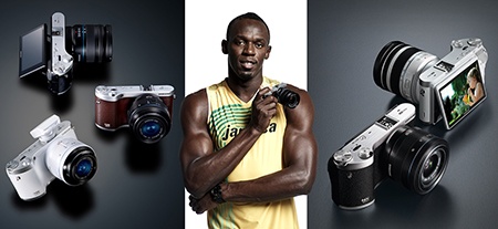 Samsung NX300 a Usain Bolt plus nabízené varianty, ilustrace