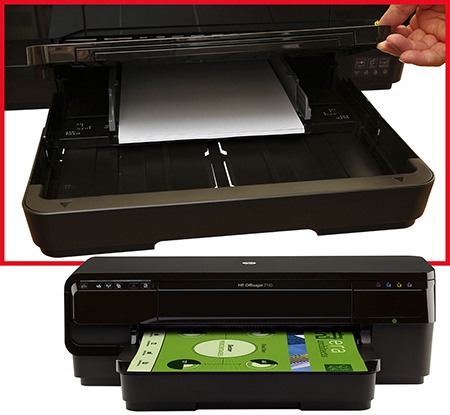 HP Officejet 7110 Wide Format ePrinter - zásobník papíru a výstupní plocha