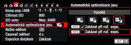 Canon EOS M: optimalizace jasu