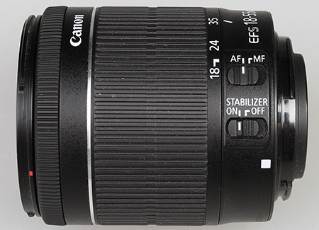 Canon EF-S 18–55 IS STM - ovládací prvky