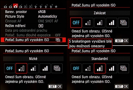redukce šumu při použití vysokých hodnot citlivosti ISO