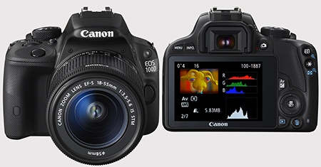 Canon EOS 100D - zepředu a zezadu