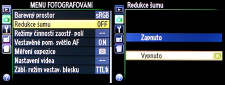 Nikon D3200: LCD - snížení míry digitálního šumu
