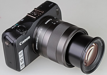 Canon EF-M 18–55 IS STM na EOS M a vyzoomovaný