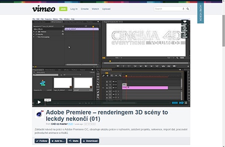 Video na Vimeo.com: Adobe Premiere – renderingem 3D scény I