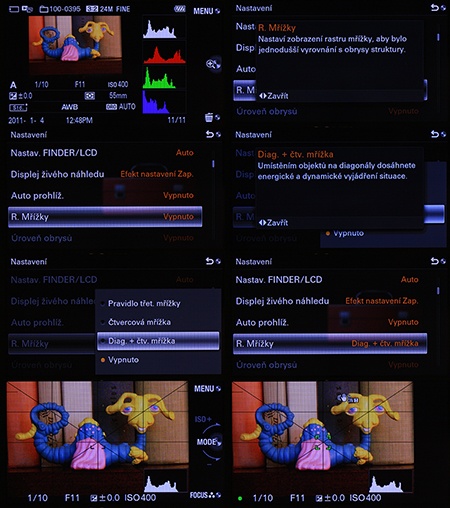 Sony Alfa NEX-7 - ukázky zobrazení na displeji