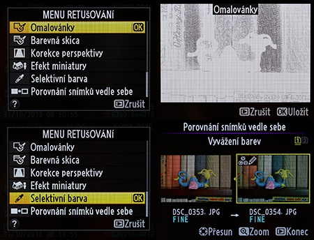 Nikon D610 - efekty, retušovací a hravě-tvůrčí funkce