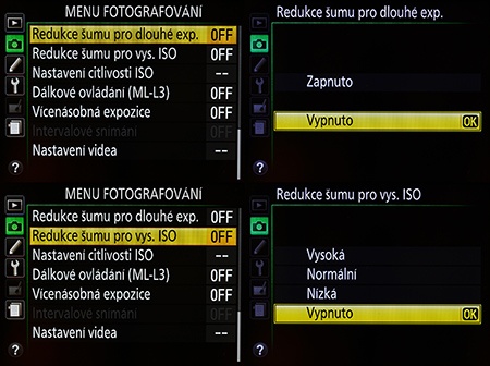 Nikon D610 - redukce šumu